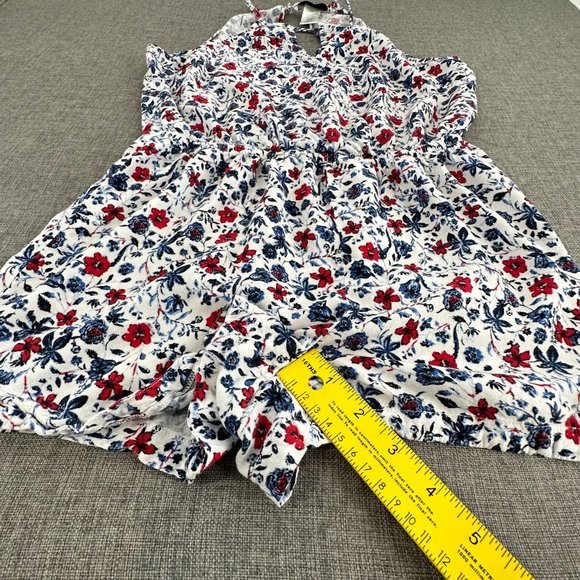 Joe B Floral Romper Sleeveless Cinched Waist Keyhole Neckline Large White Red Bl - Picture 6 of 14